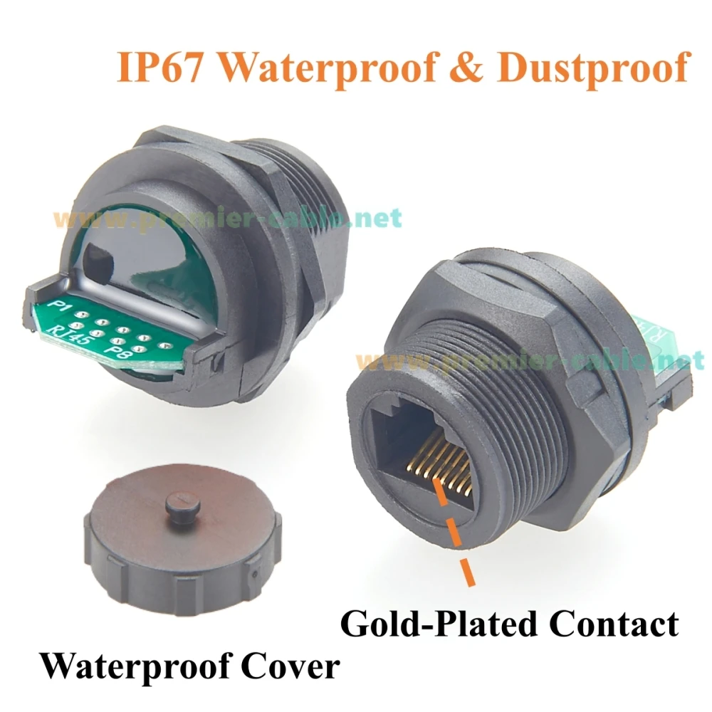 IP67 RJ45 Flush Panel Mount Connector With PCB Board Quick Release Gigabit Cat5e Ethernet Bulkhead Feedthru RJ45 Female Socket