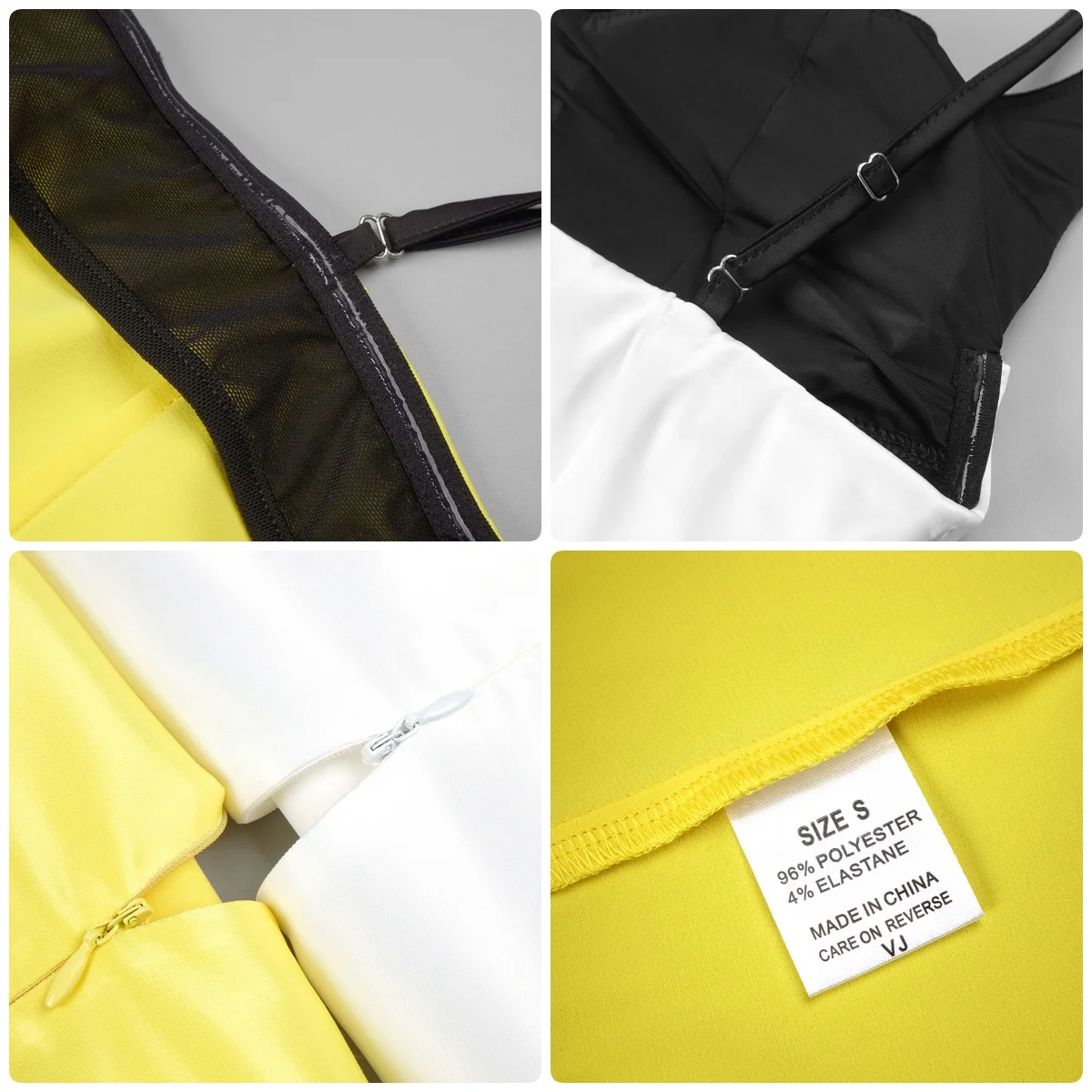 PB Sexy Satin Slip Long Dress with Contrasting Bustier Detail Yellow And White Sleeveless Backless Slit Mermaid Women Gowns