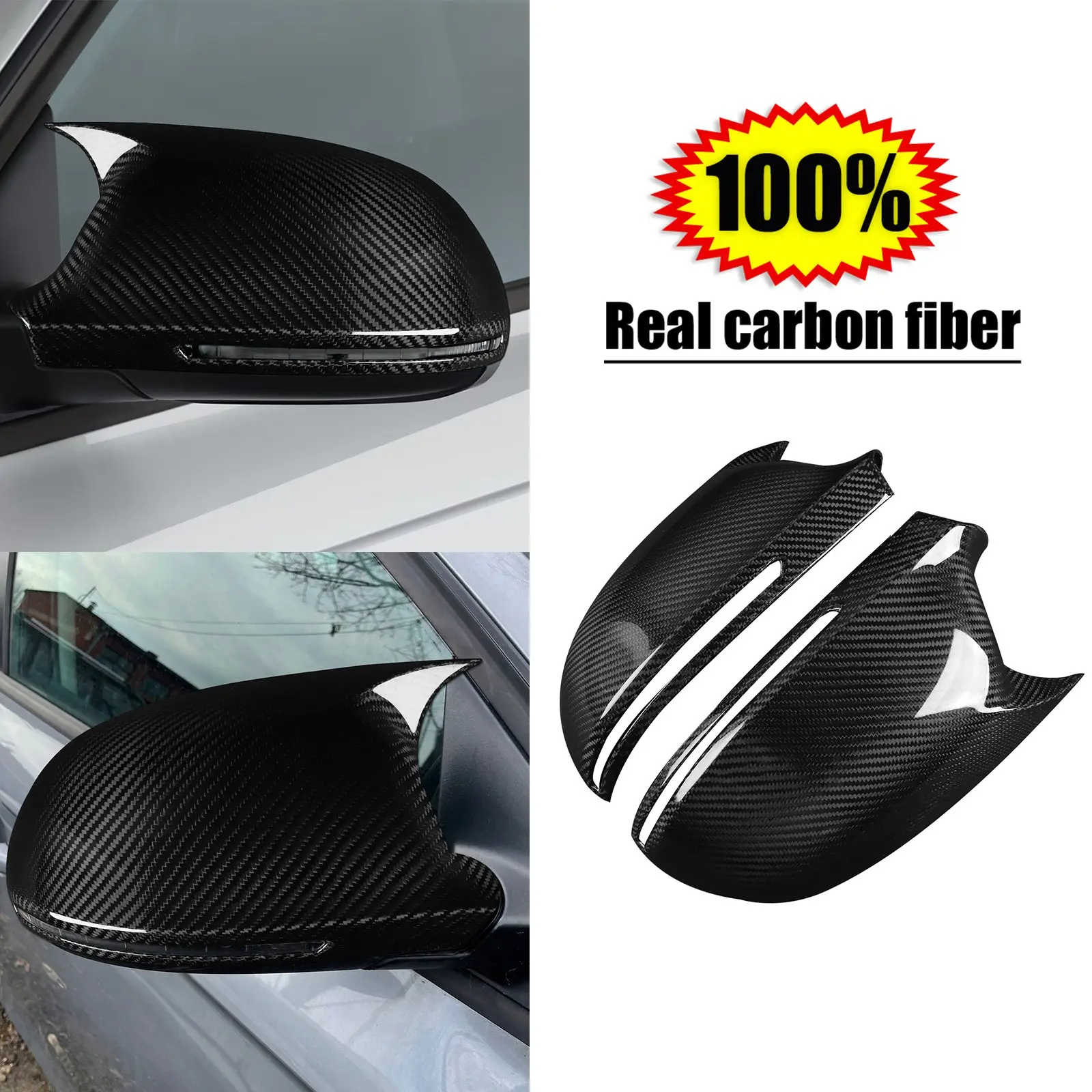 For Audi A4 S4 A5 S5 B8 8T 2009-2012 Real Carbon Fiber Add-On Side Mirror Cover Caps