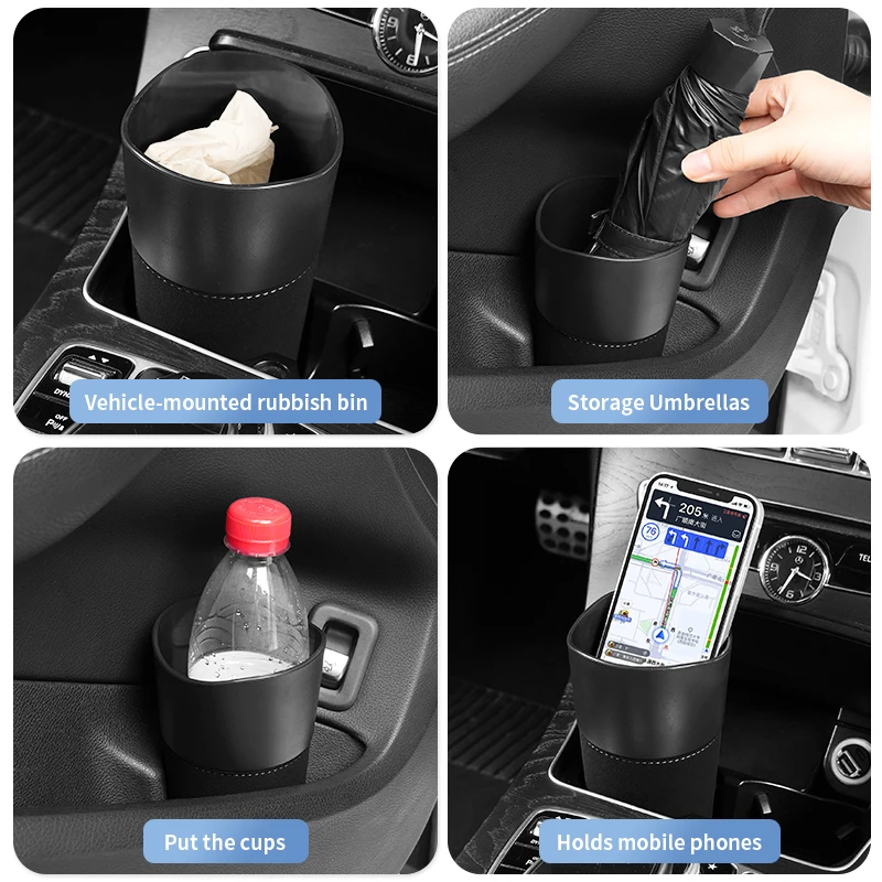 Car Trash Can Organizer For Porsche Cayenne Macan Cup Holder Storage Center Cup Holder Insert Garbage Rubbish Bin Accessories