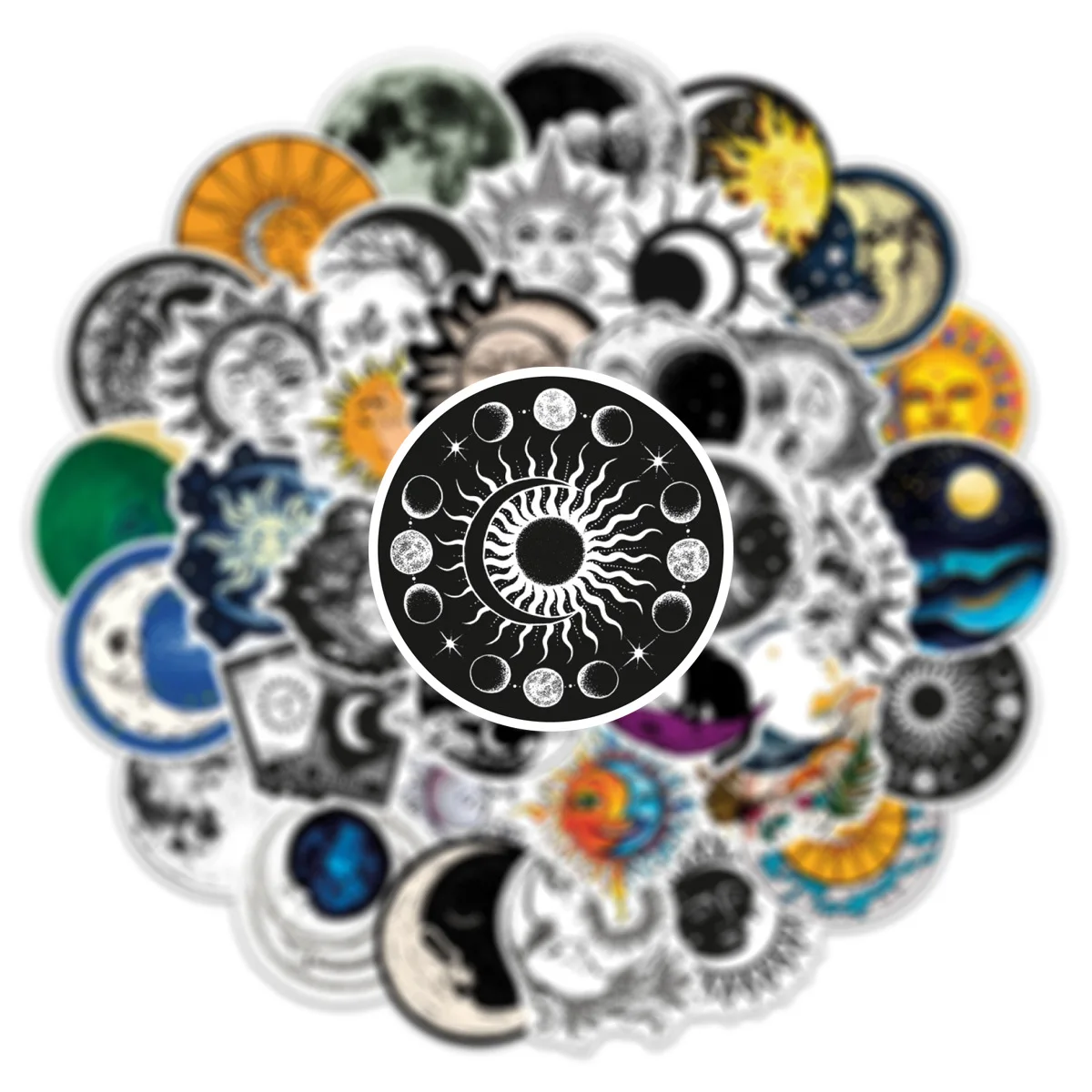 10/30/50Pcs Retro Gothic Moon Waterproof Graffiti Sticker Aesthetic Decorative Luggage Laptop Phone Diary Scrapbook Kid Stickers