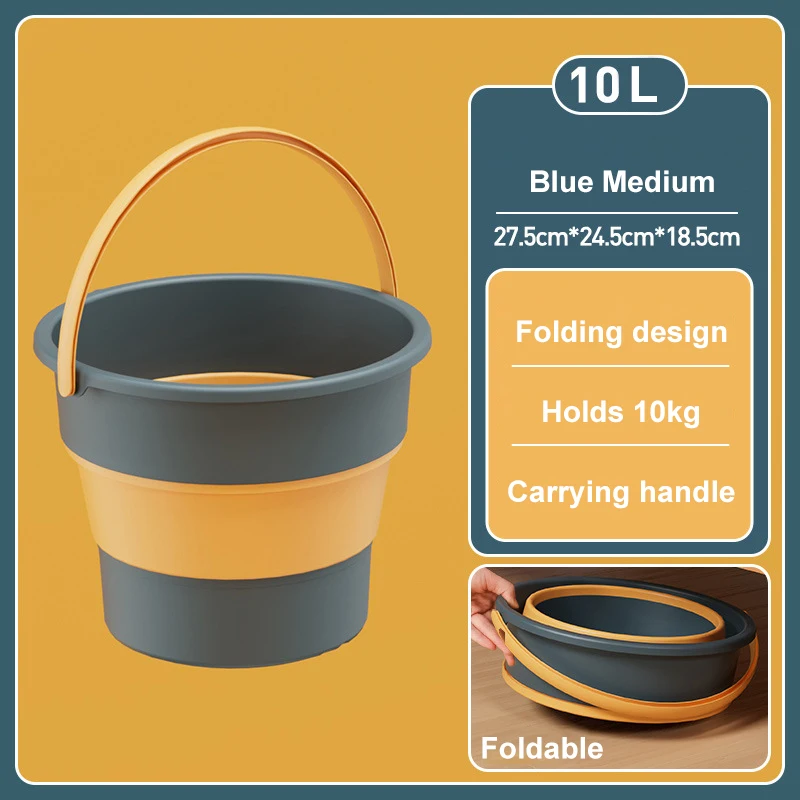 5/10L Portable Folding Bucket for Washing Outdoor Foldable Basin Silicone Water Bucket Camping Space Saving Car Wash Buckets