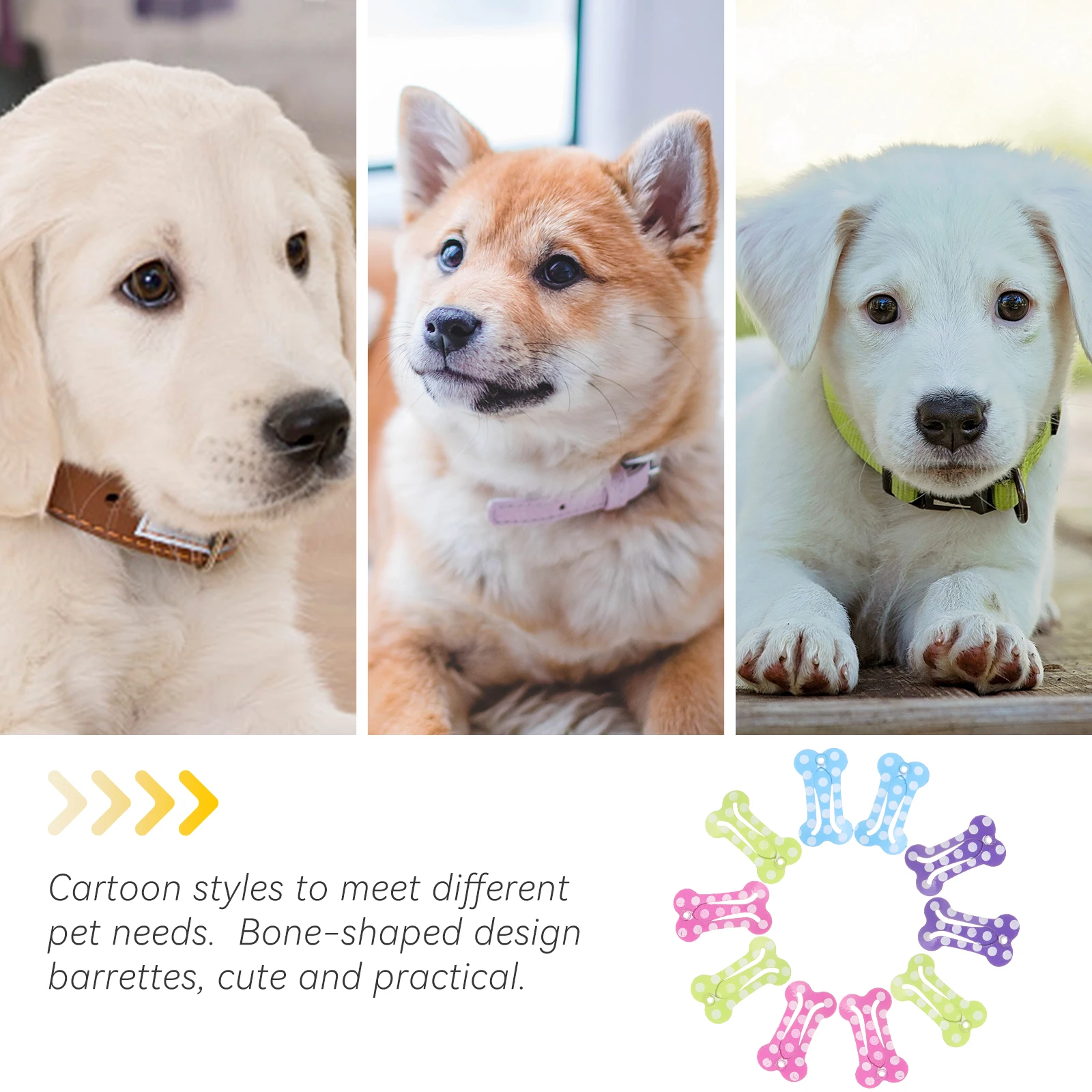 

20pcs Dog Hair Clip Pet Bone Accessories Practical Bobby Pins Metal Firm Puppy Cat Hairpin Set for Daily Wear Parties