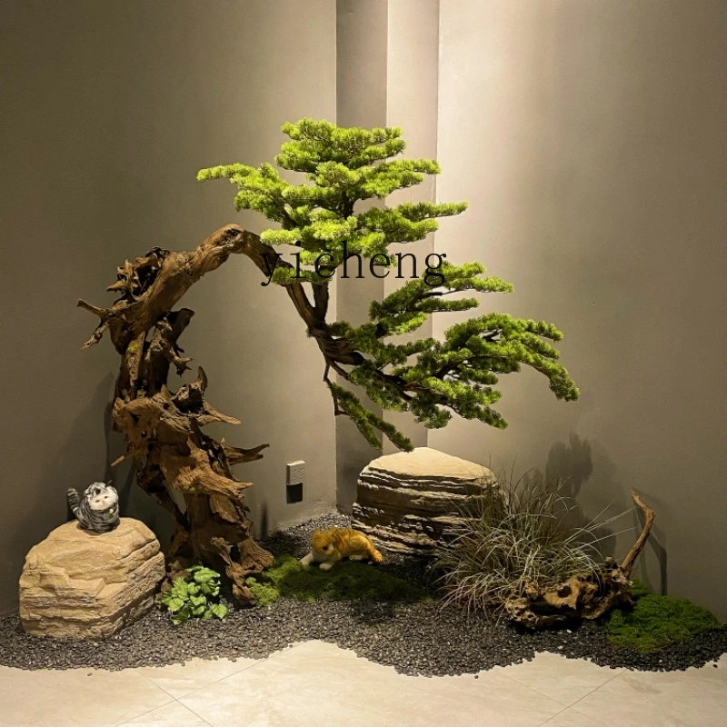 b1 Artificial Welcoming Tilted Neck Fake Tree Bonsai Plant Decoration Floor-standing Chinese Style Ornament