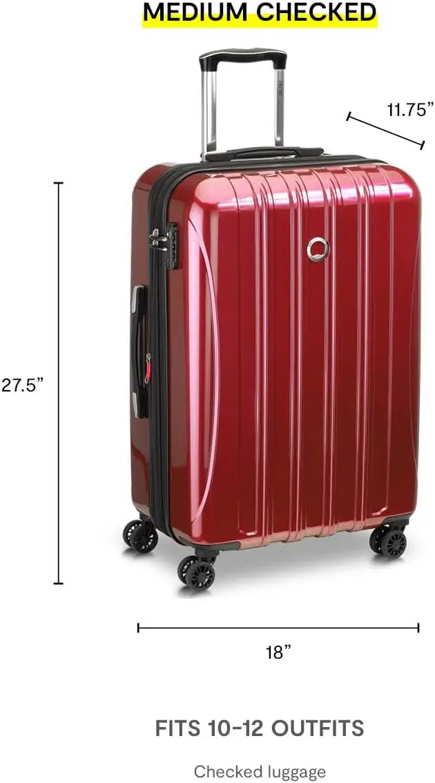 Expandable Hardside Luggage with Spinner Wheels, Titanium Color, 24 Inch Checked Size for Travel