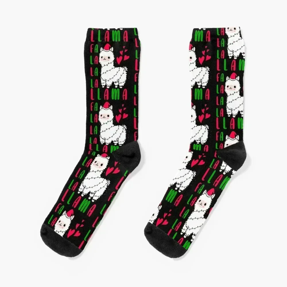 

Falalalala Llama Funny Christmas Socks sport gym floral colored Socks Female Men's