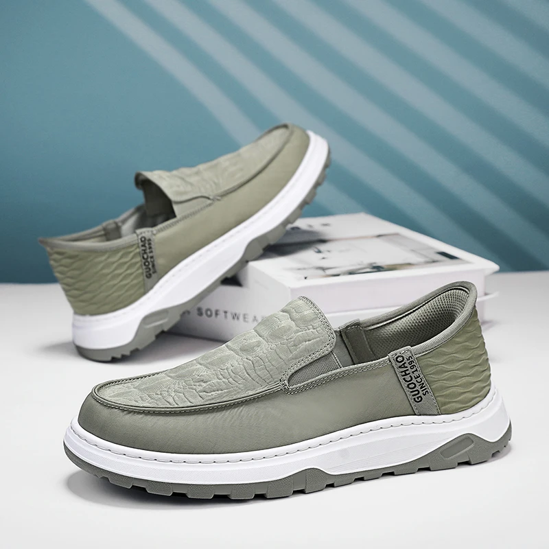 

LETCOMFIT Comfy Mens Solid Slip on Loafers Outdoor Activities Wear-resistant Walking Shoe Breathable Soft Sole Casual Boat Shoes