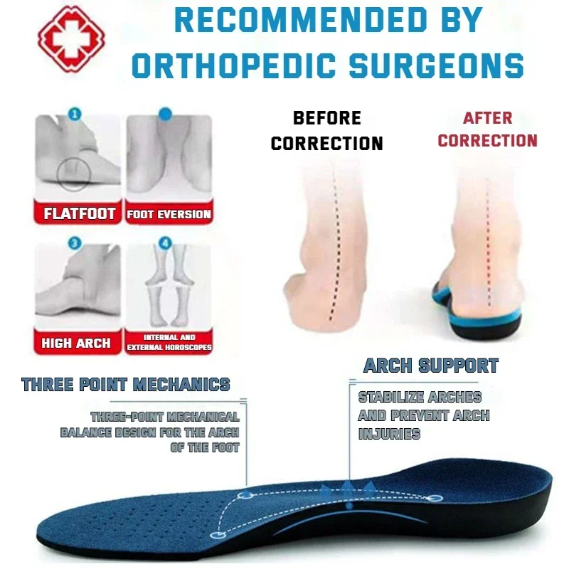 Sports Orthopedic Insole Flat Foot Orthopedic Arch Support Insoles Men and Women Shoe Pad EVA Sports Insert Sneaker Cushion Sole image 2