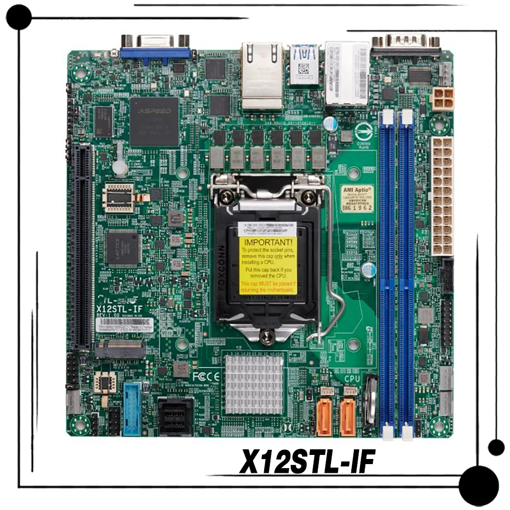 For Supermicro C252 Mini-ITX LGA-1200 64GB DDR4-3200MHz 6XSATA 3 Server Motherboard X12STL-IF