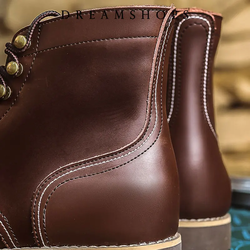 2025 جديد اليابانية خمر مصمم الأدوات اليدوية الرجال حذاء كاجوال جلد البقر جولة تو حذاء من الجلد دراجة نارية أحذية الشتاء