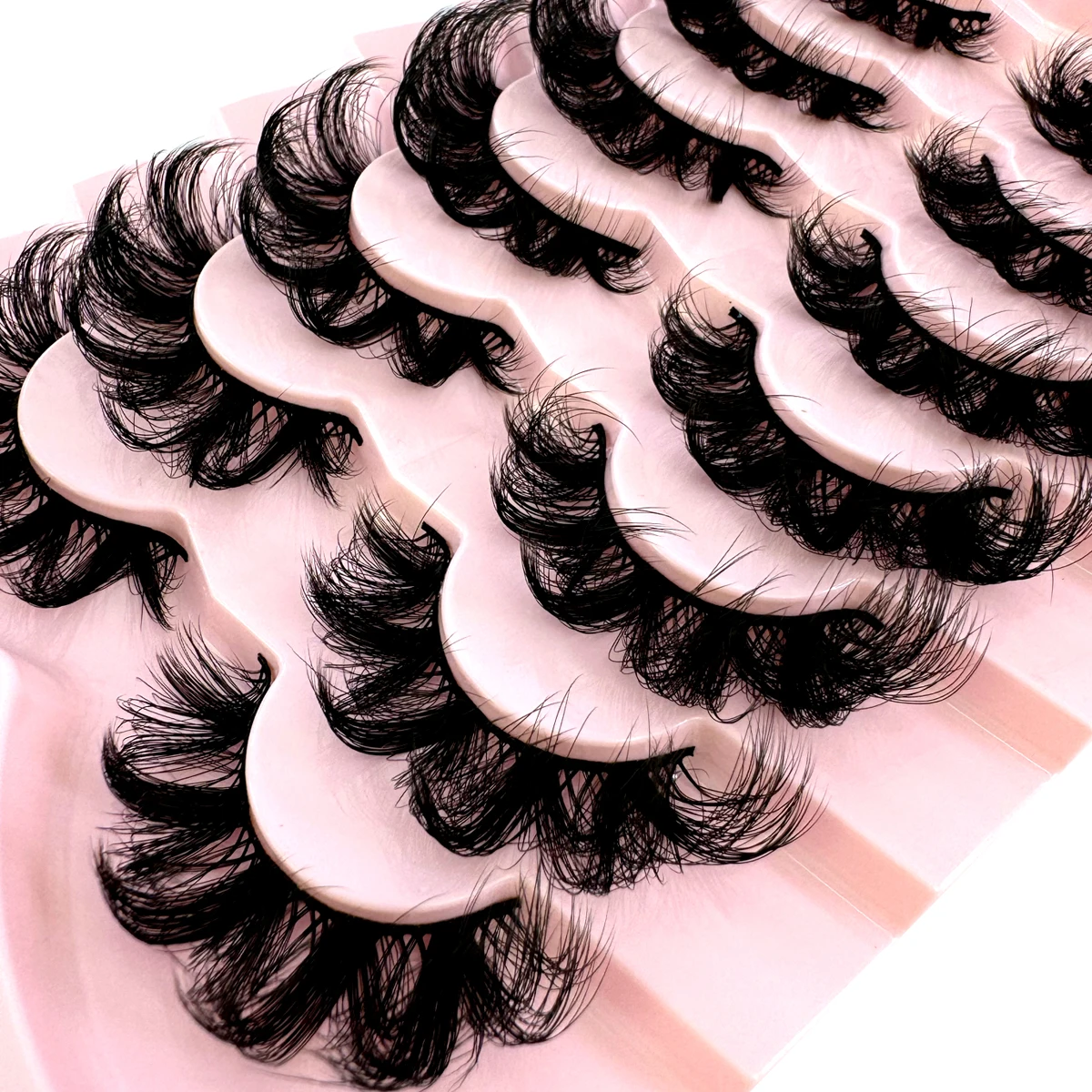 7 ペアナチュラルロシアストリップまつげふわふわミンクまつげ 3D つけまつげロシアボリュームまつげふわふわストリップ偽まつげ