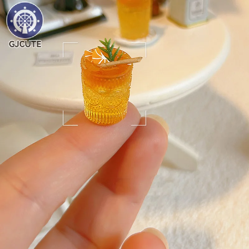 1Pc 1:12 Dollhouse Miniature Drink Cups Orange Cinnamon Tea Food Drink Cup Beverage Ornament Model Kitchen Toy Decor Gifts