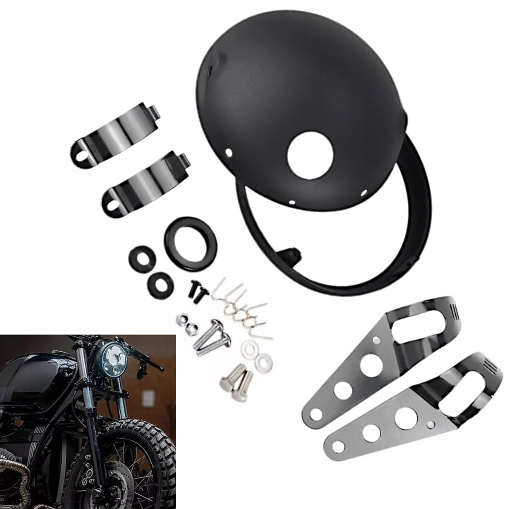 

Headlight Bucket With Adjustable Clamps Kit 7 Inch Led Headlight Housing Bucket for Motorcycle
