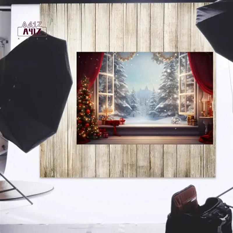 

A41Z-210X150cm Christmas Background Cloth Christmas Window Children Photo Studio Photo Photography Backdrops