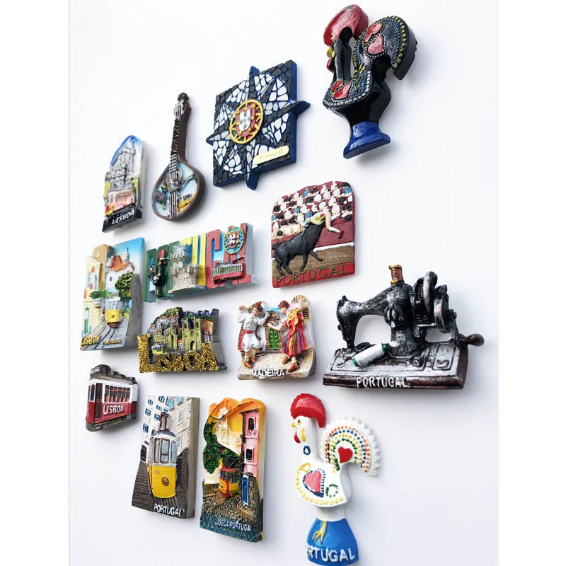 Lisbon, Portugal Tourist Souvenir Resin Painted Magnet Refrigerator Sticker