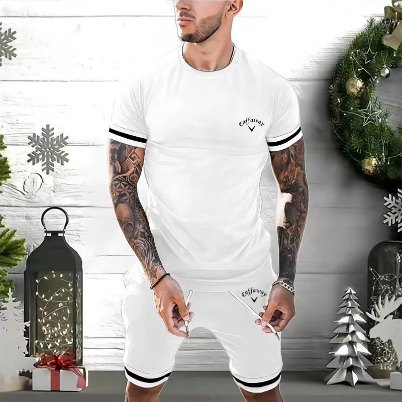 

Men's short sleeved shorts two-piece set, sports, leisure, fashion, youth, European and American suit