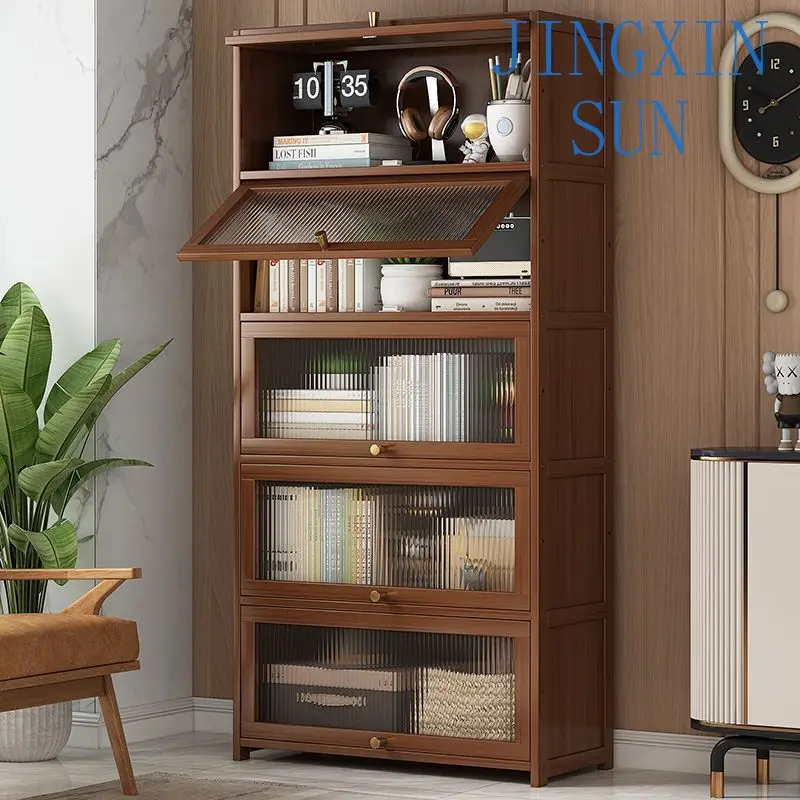 Bookshelf Bookcase Shelf with Cabinet Door Locker Floor Dust Display Cabinet Storage Side Cabinet