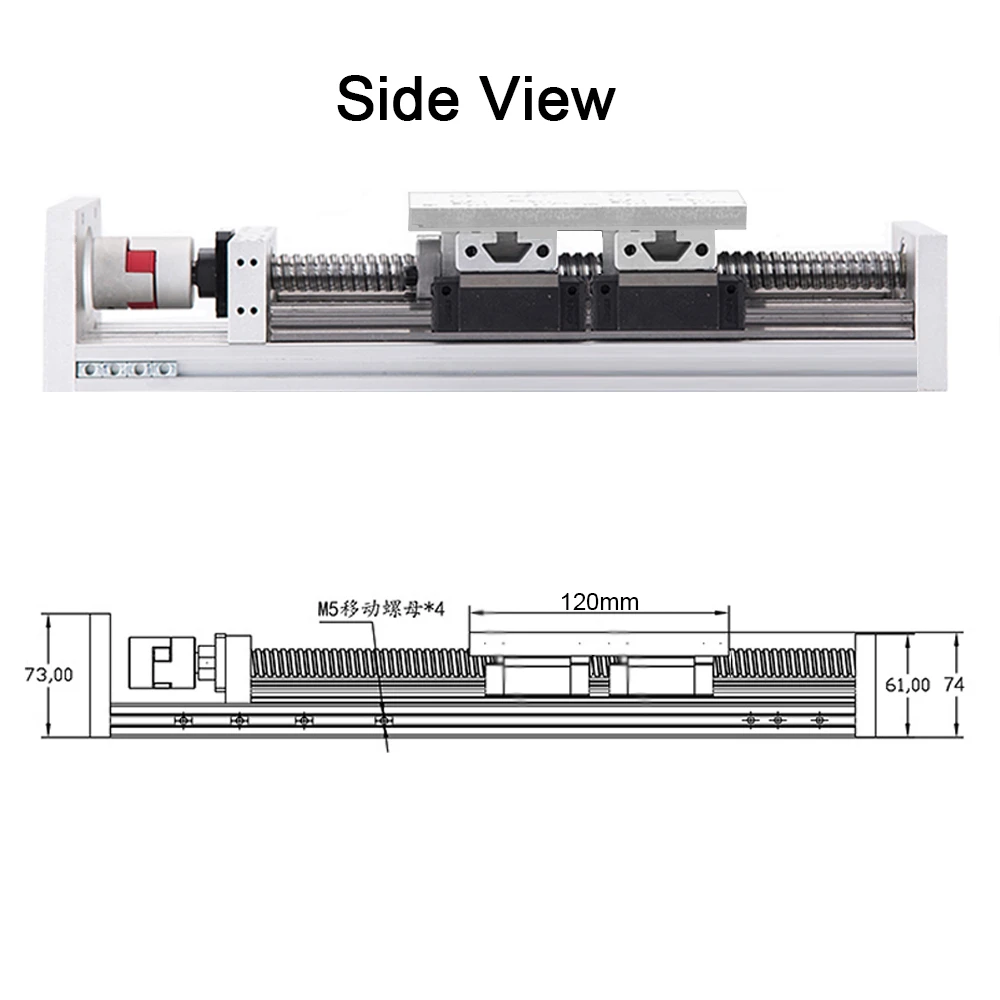 الشريحة المرحلة مزدوجة الخطية السكك الحديدية XYZ محور BallScrew1605 1610 ل Nema 23 34 محرك متدرج 60 80 مللي متر شفة محرك معزز Maxload 100 كجم