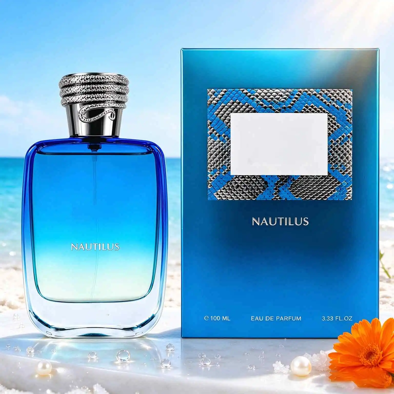 Nautilus Perfume, 100ml, Blue Gradient Bottle Body+Snake Shaped Bottle Cap, Fresh Wood Fragrance, Suitable For Daily Or Special Occasions. Lntegrating Modernity And Tradition, Leaving A Lasting Fragrance. Exquisite And Dignified, The Best Gift Choice.