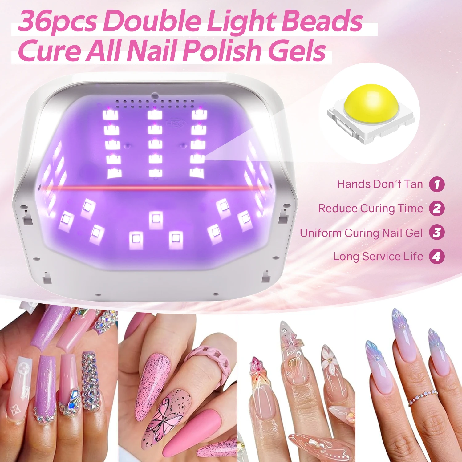 DianaBeauty 36LEDs UV LED โคมไฟเล็บ 4 โหมดจับเวลาเครื่องเป่าเล็บสําหรับบ่มเจลทั้งหมดเล็บขัดเล็บมืออาชีพโคมไฟ