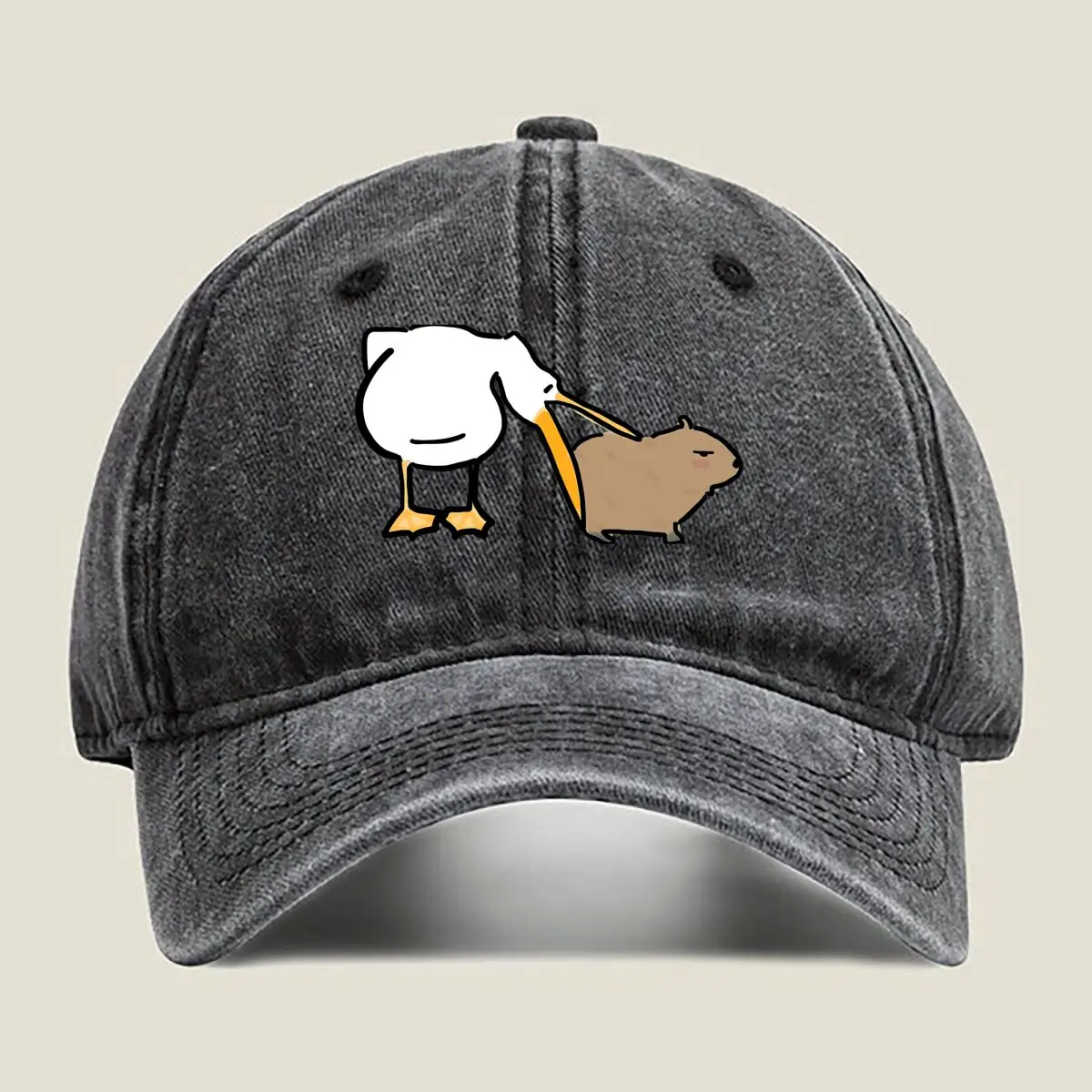 

Мытая бейсболка «Duck Capybara Fun, Animal Design»