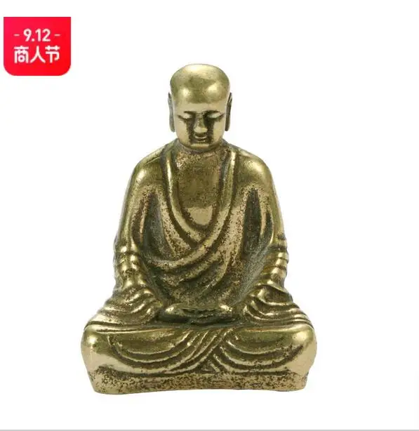 Old antique bronze ware, Ksitigarbha Bodhisattva solid brass ornament, office home collection decoration