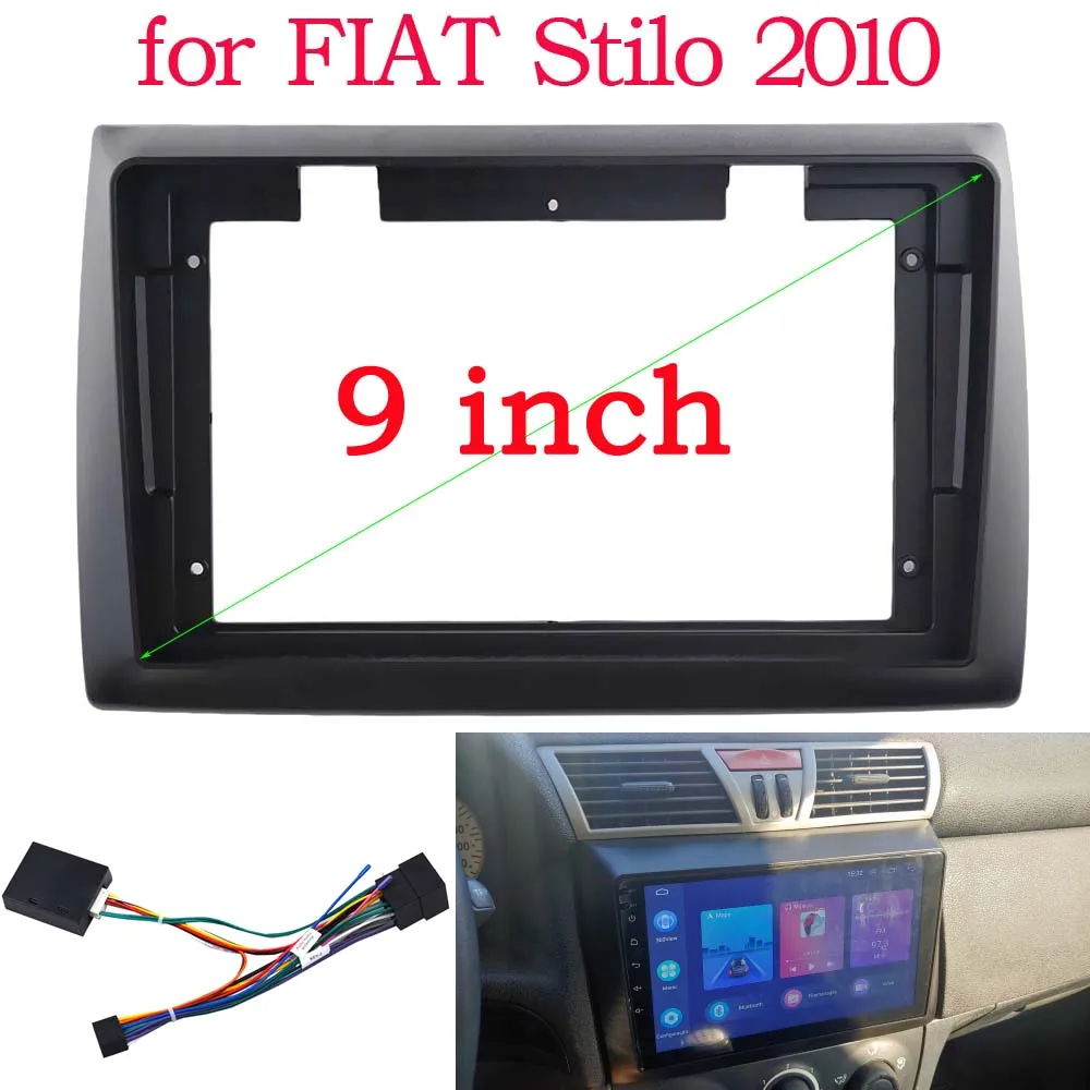 2 Din 9 Inch Android Car Radio Frame Kit For FIAT Stilo 2001-2010 Auto Stereo Center Console Holder Fascia Trim Bezel Faceplate