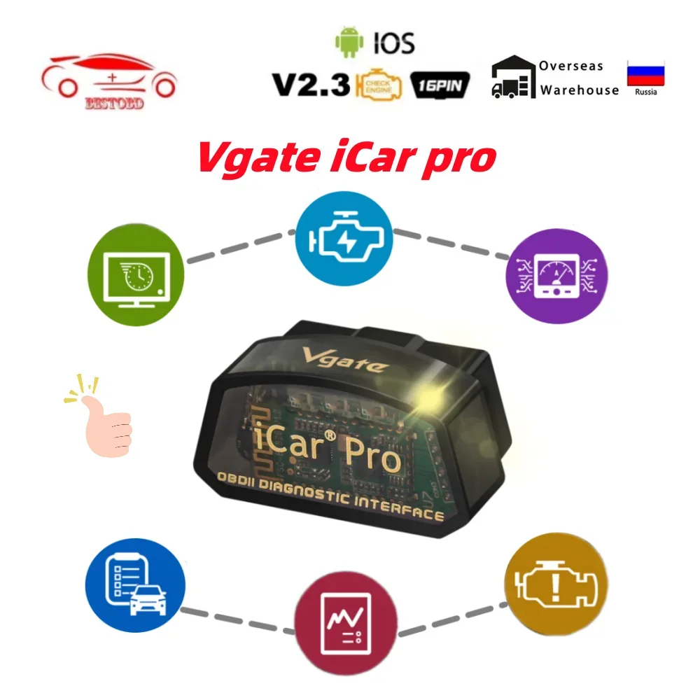 Vgate iCar Pro elm327 V2.3 OBD 2 OBD2 Car Auto Diagnostic Scanner WIFI Bluetooth 4.0 for IOS Scan Tool ODB2 PK ELM 327 V1 5