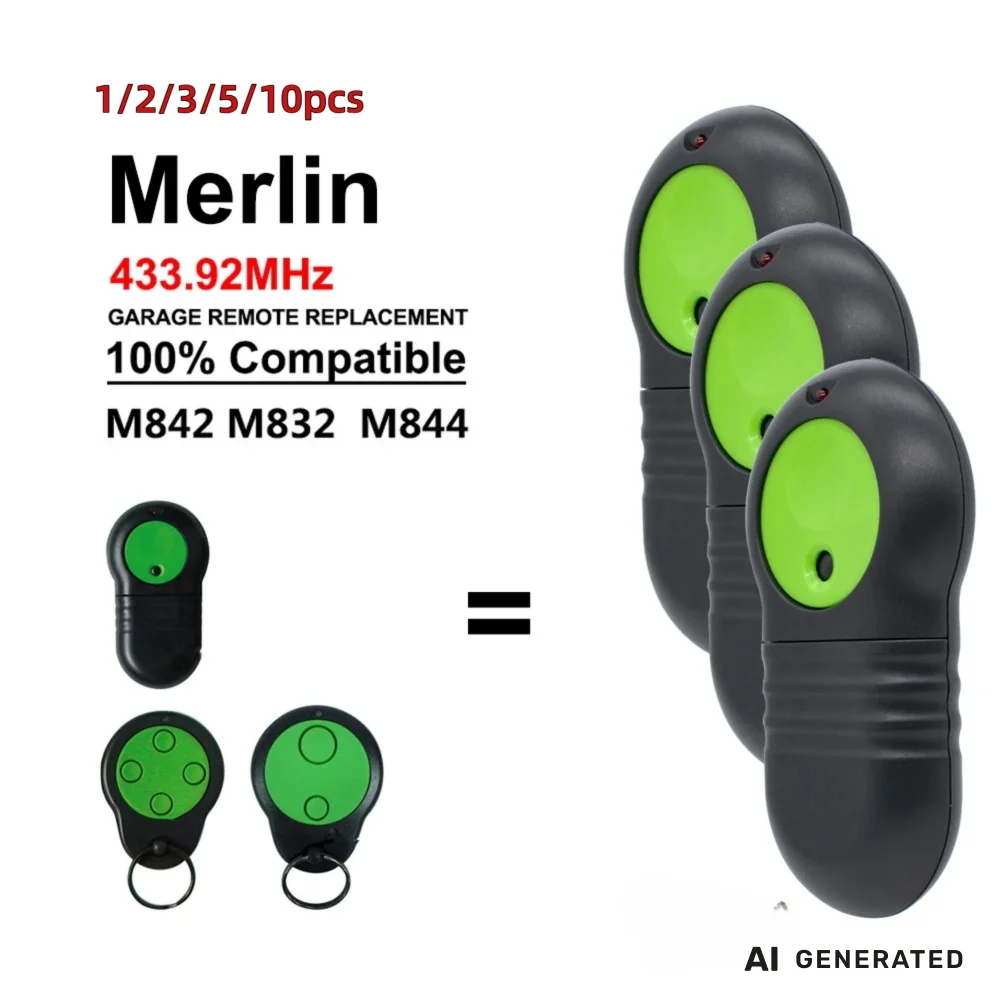 1-20pcs Merlin M832 M842 M844 230T 430R Garage Door Remote Control 433.92MHz Rolling Code Transmitter For Gate Sliding Door