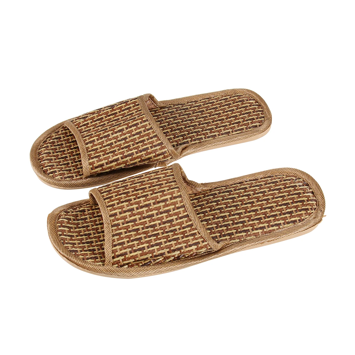 

Cool Breathable Open Toe Bamboo Straw Slippers 43 44 Size Anti Slip Sole Lightweight Comfortable House Shoes for Women Men Gifts