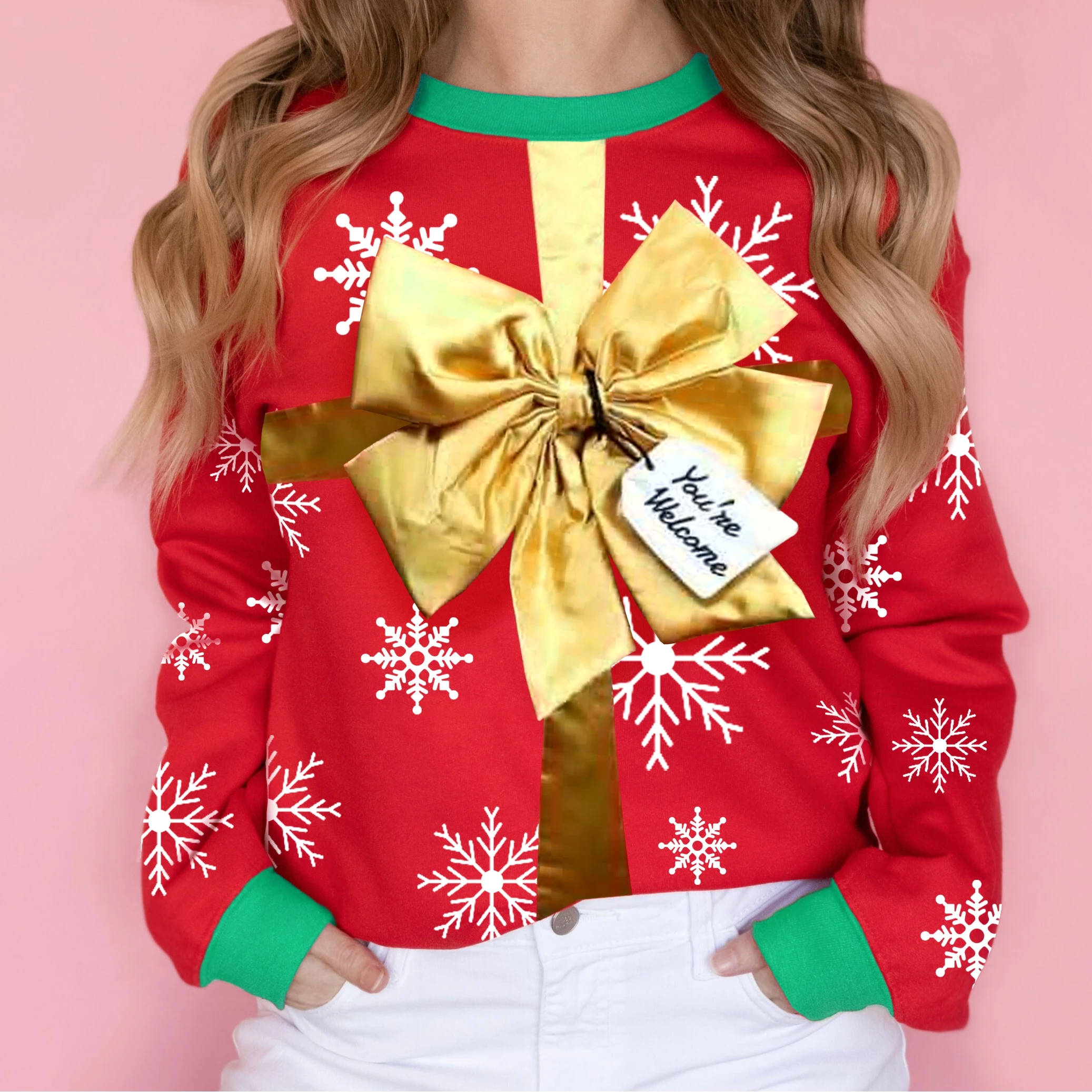 Christmas 3D Print Women Workout Sweatshirts Loose Casual Pullovers Fall Long Sleeve Tops Autumn Streetwear