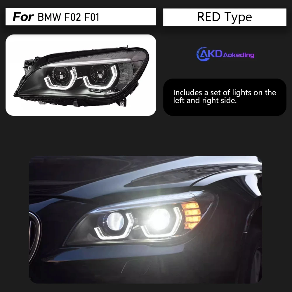 อะไหล่รถยนต์สำหรับ BMW ไฟหน้า F02 F01 2009-2014ไฟ LED กลางวันแองเจิลอายโปรเจคเตอร์คู่ตกแต่งรถยนต์