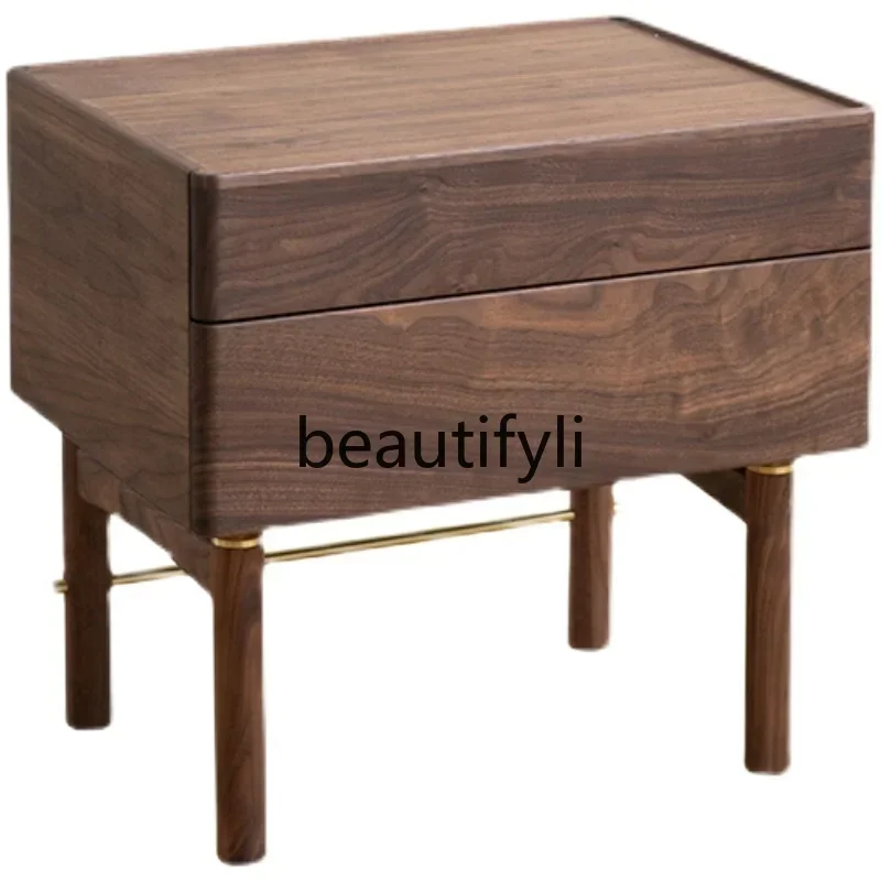 

ss D Black walnut bedside table Solid wood cherry Modern simple cabinet Bedroom light luxury Nordic