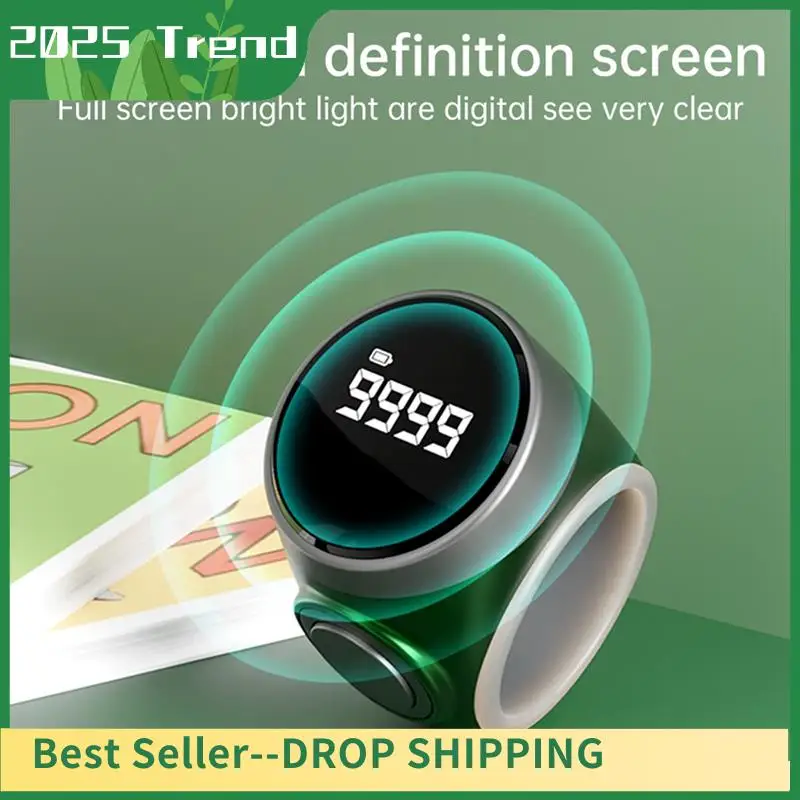 

Top Deals Smart Digital Tally Counter, Electronic Finger Ring For Prayer Time, Black Muslim Reminder Device