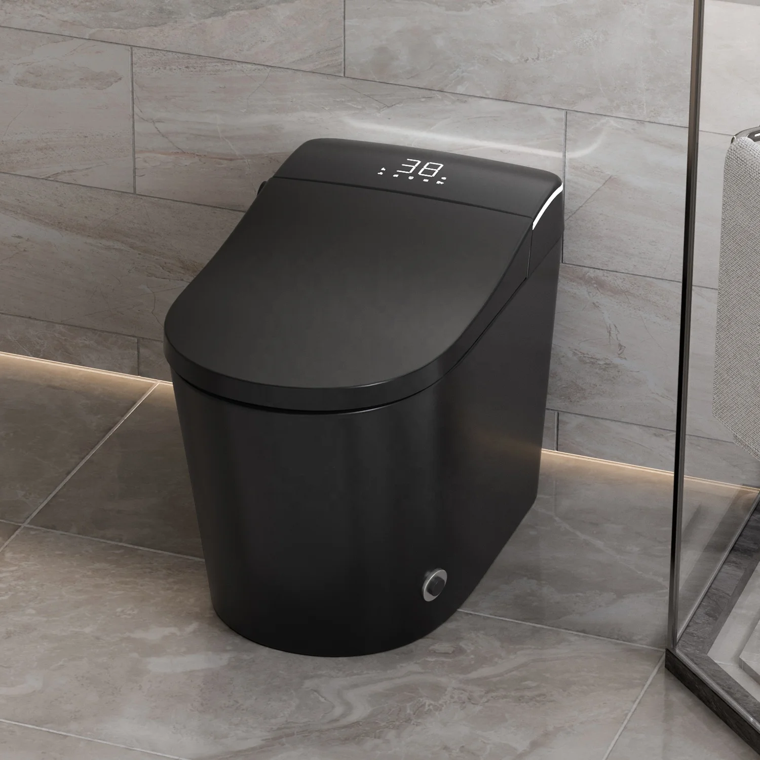 

Automatic Flush Light Sensor Electronic Bidet Toilet Smart Seat Black Ceramic Wc Toilet Black One Piece Smart Toilet