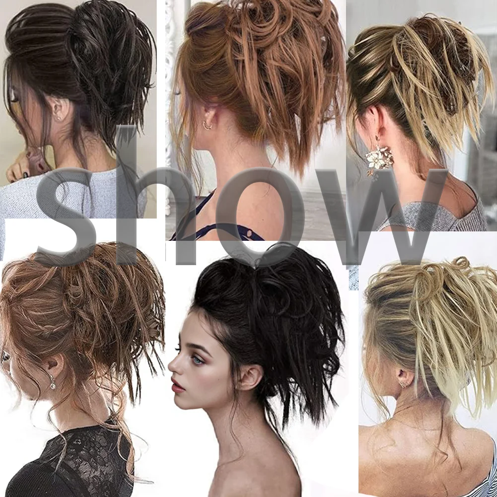 Tousled Updo Messy Bun Hairpiece Synthetic Hair Extension Scrunchies Ponytail Hairpieces for Women