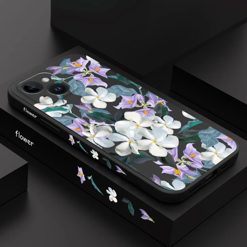 

Elegant Print Phone Case For iPhone 14 13 12 11 Plus Pro Max Mini X XR XS SE2020 8 7 6 6S Plus Liquid Silicone Cover