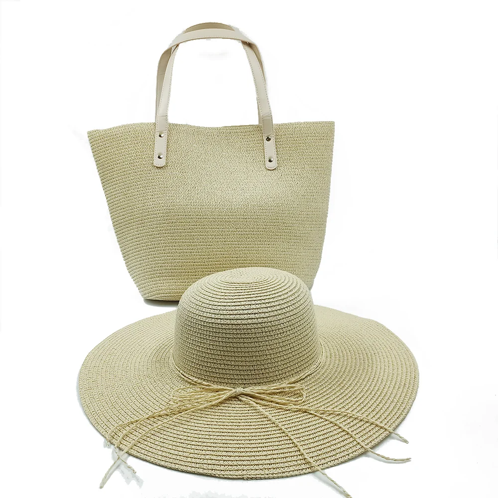 Two-piece and three-piece straw hats Hats For Women Summer Bag Set Fashionable Breathable Raffia Straw Hat Ladies Beach Sun Hat