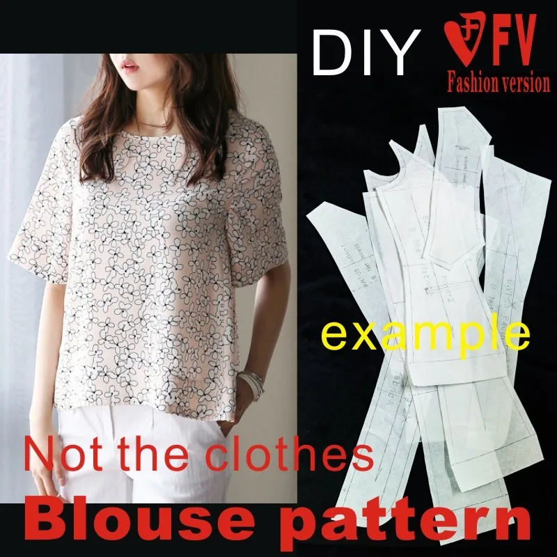 Garment pattern women\'s round neck short shirt 1:1 making sewing diagram BCY-45