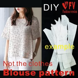 Garment pattern women's round neck short shirt 1:1 making sewing diagram BCY-45