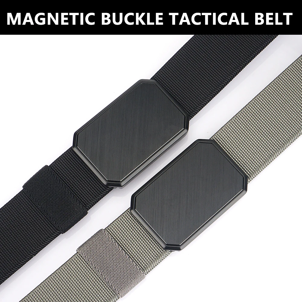 TUSHI Belt Men Army EDC Outdoor Hunting Tactical Magnetism Buckle Combat Survival elastico di alta qualità per Nylon maschio Luxury