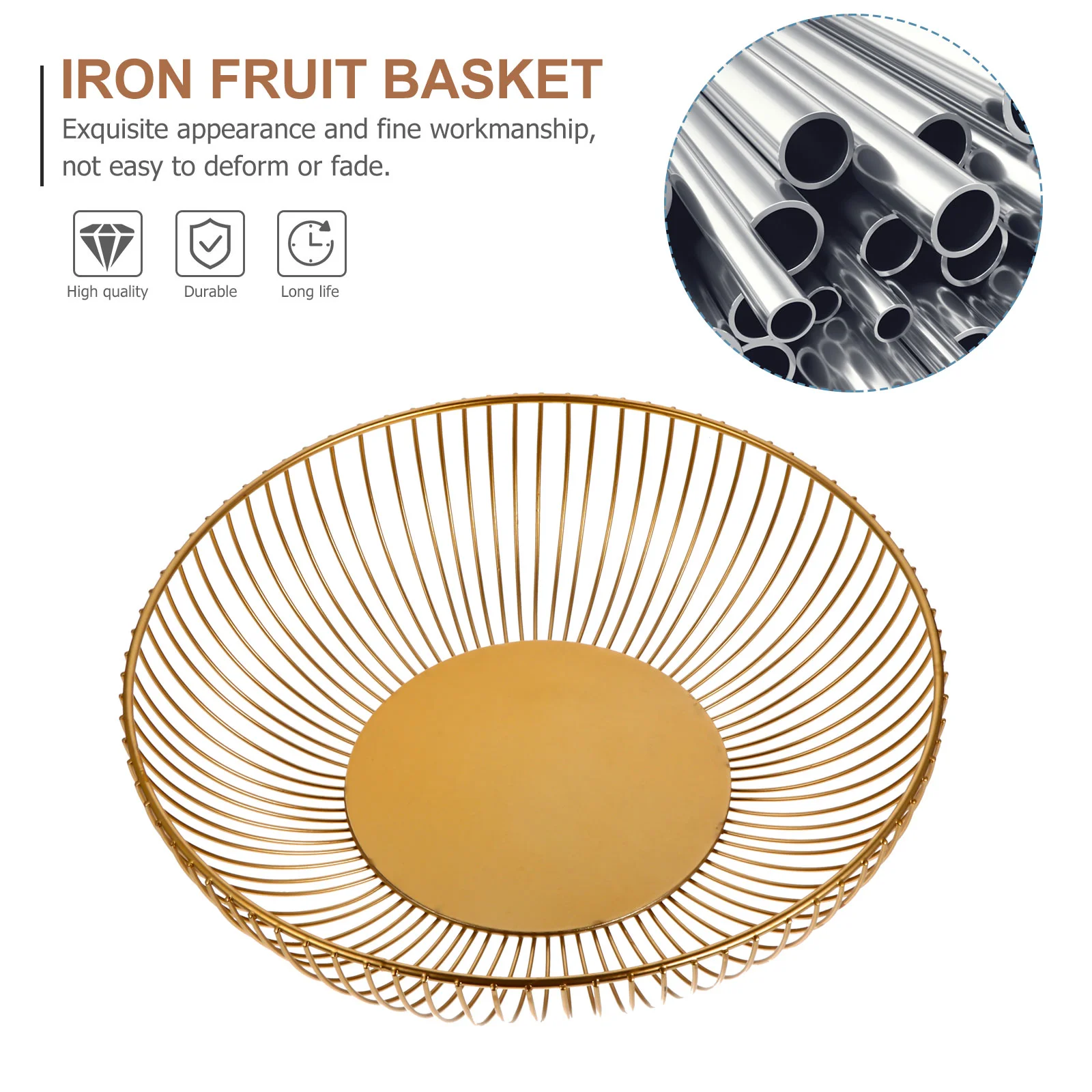 Wrought Iron Round Fruit Bowl Kitchen Seedling Counter Candy Holder Nursery Coffee Ventilation Dessert Basin for Home Decor