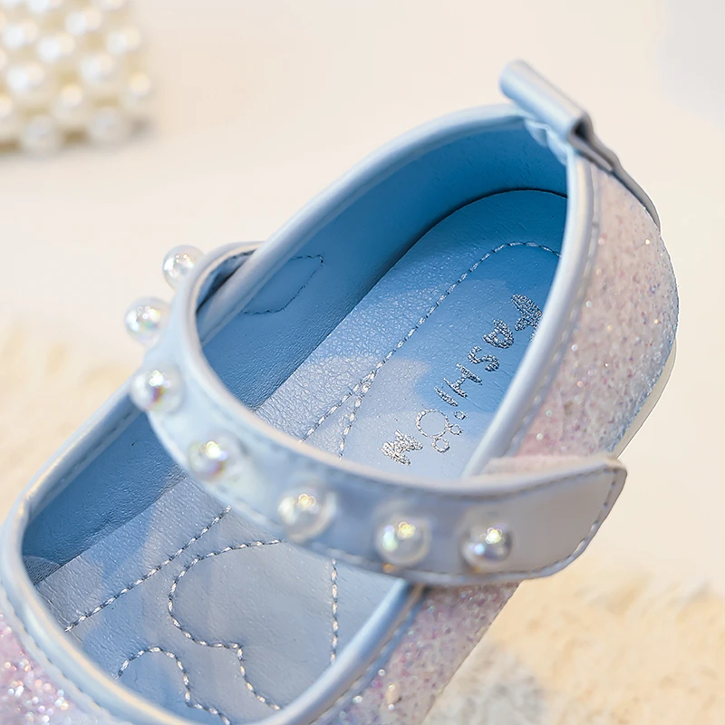 Mädchen Mary Jane Prinzessinnen-Flats, Kleinkind Glitzer-Farbverlauf-Kleiderschuhe mit Strass-Schmetterling, Funkelnde Party-Hochzeitsschuhe für Mädchen – Detail 6