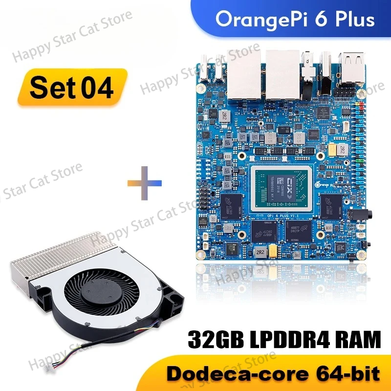 Orange Pi 6 Plus 16gb 32gb Ddr5 Development Board Cix cd8180/cd8160 Soc 2xm.2 key-m 45tops 5g Ethernet With Heatsink Orangepi
