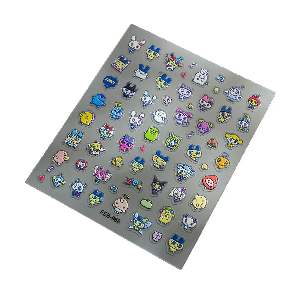 New Tamagotchi Mametchi Kuchipatchi Nail Stickers 3D Embossed, High-Appearance Cartoon Cute Student DIY Decorative Stickers