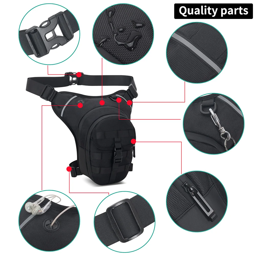 حقيبة ساق متدلية للدراجات النارية ، حقيبة فخذ متعددة الوظائف ، مقاومة للماء ، سعة كبيرة ، بوم هيب ، السفر في الهواء الطلق