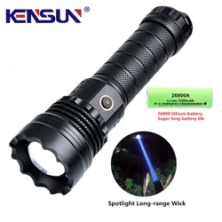 High Power Strong Light Long Range LED Flashlight USB Charging 26800 Lithium Battery Outdoor Telescopic Zoom Long-range Torch