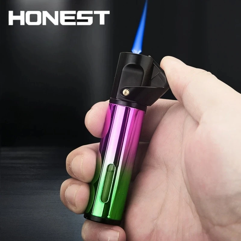 Honest New Metal Mini Spray Gun Lighter Outdoor Windproof Jet Flame Inflatable Portable Moxibustion Cigar Lighter Smoking Gift