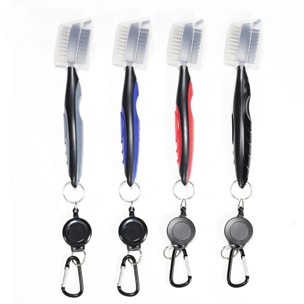 Golf Club Brush Groove Cleaner Retractable Zip-line Aluminum Carabiner Lightweight Stylish Easily Attaches to Golf Bag