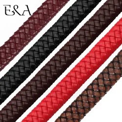 12*6mm 10*5mm 8*4mm Flat Square Leather Rope Braided Cord For DIY Men Bracelet Jewelry Craft Making Accessories Wholesale